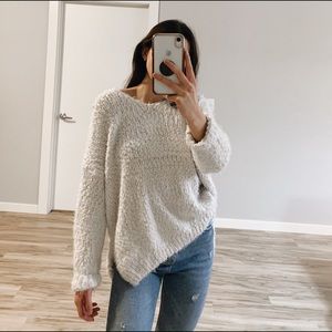 Light cream fuzzy knit sweater
